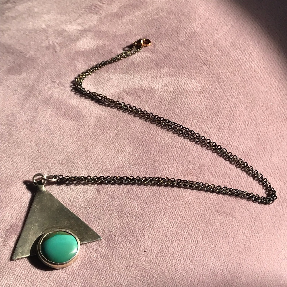 Handmade Silver and turquoise triangle